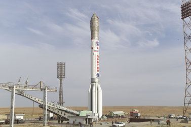 Proton rocket on the launch pad