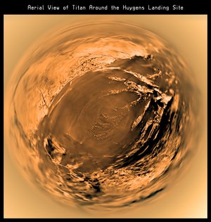 Fish-eye image of Titan’s surface